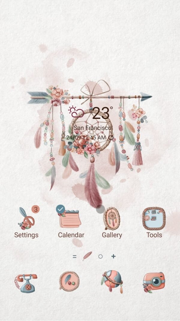 Samsung Themes: ❤️Mun❤️ Pink Dreamcatcher ~❤️ Premium Theme romantic hydrangea heart