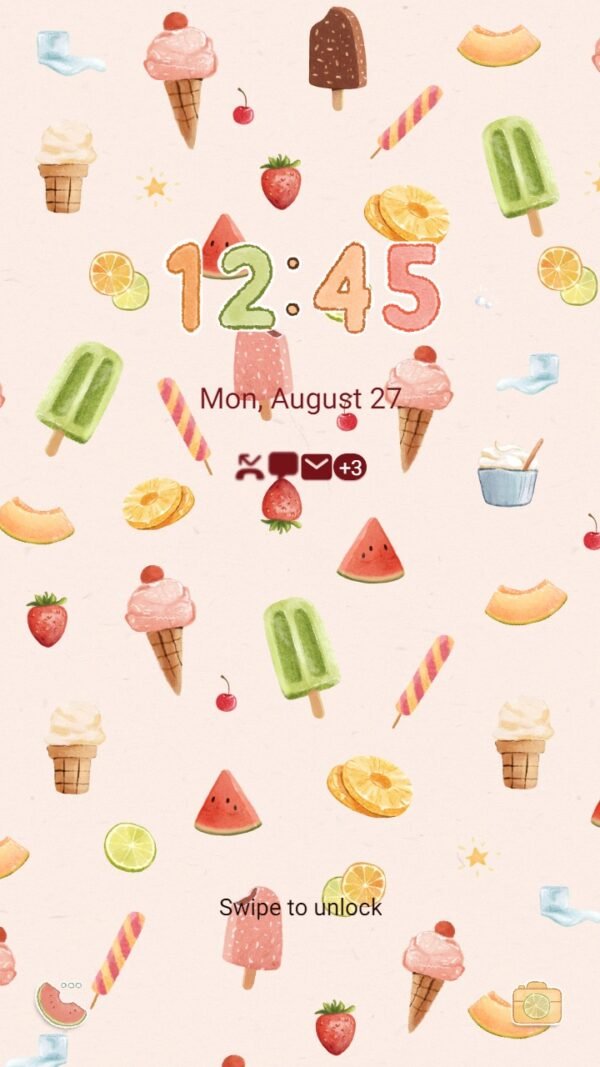Samsung Themes: ❤️Mun❤️ Sweet Ice Cream Pattern ~❤️ Premium Theme Official with cupcakes and fresh stickers - Image 2