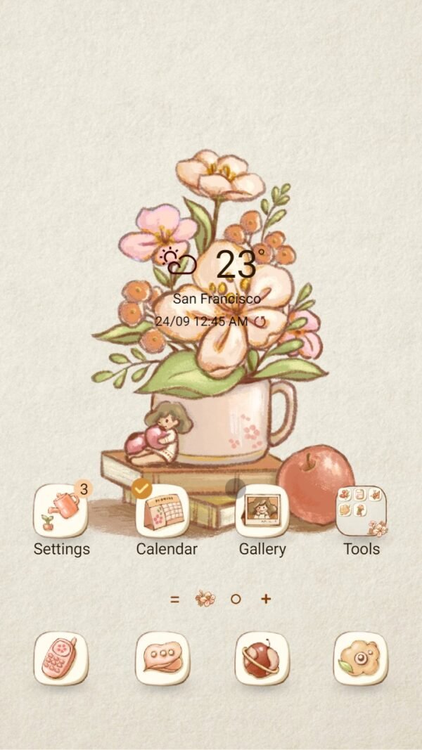 Samsung Themes: ❤️Mun❤️ Flowers and Books ~❤️ Premium Theme a tiny table decoration