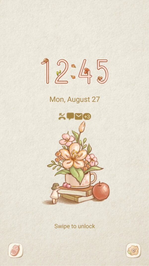 Samsung Themes: ❤️Mun❤️ Flowers and Books ~❤️ Premium Theme a tiny table decoration - Image 2