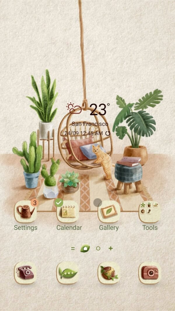 Samsung Themes: ❤️Mun❤️ Calming Room ~❤️ Premium Theme sleepy cat in the peaceful room