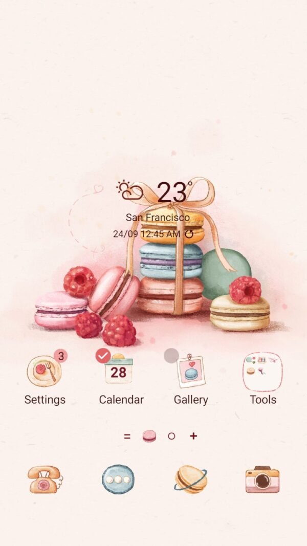 Samsung Themes: ❤️Mun❤️ Raspberry macaron ~❤️ Premium Theme Official with Yummy berry and cakes