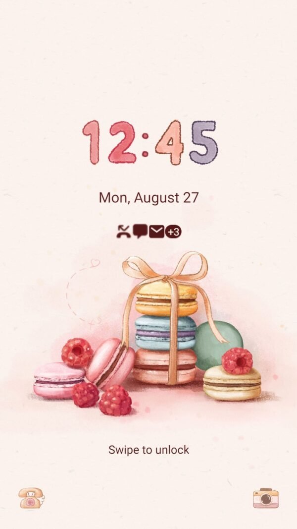 Samsung Themes: ❤️Mun❤️ Raspberry macaron ~❤️ Premium Theme Official with Yummy berry and cakes - Image 2