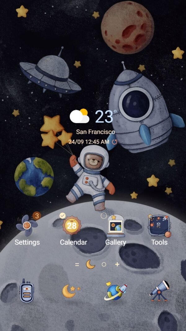 Samsung Themes: ❤️Mun❤️ Astronaut Bear in the space ~❤️ Premium Theme Official