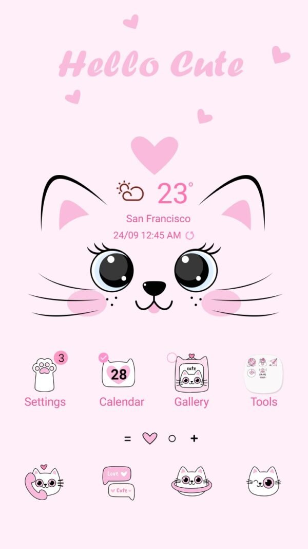 Samsung Themes: ❤️Mun❤️ Pinky Cat ~❤️ Premium Theme Official