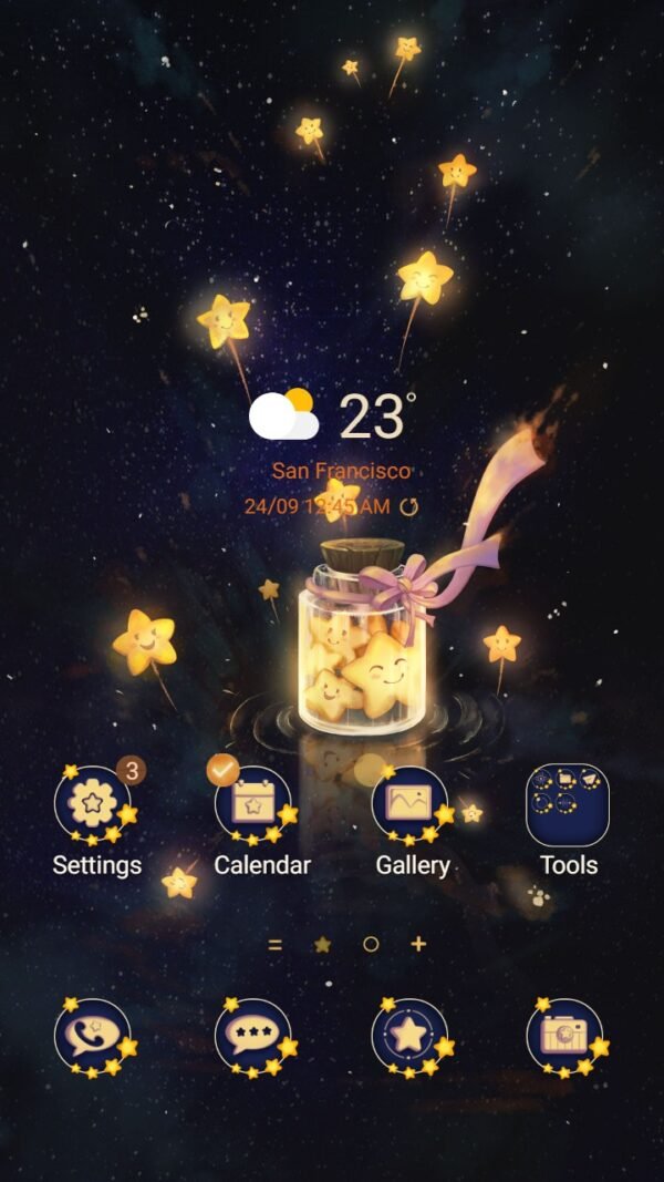 Samsung Themes: ❤️Mun❤️ Golden Starlight in Bottle~❤️ Premium Theme Official with our new enchanting the stars magic in a bottle