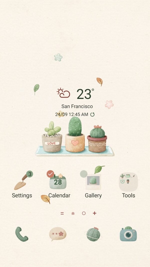Samsung Themes: ❤️Mun❤️ Cactus Plants Kawaii ~❤️ Premium Theme Fall in love with the cutest succulents around