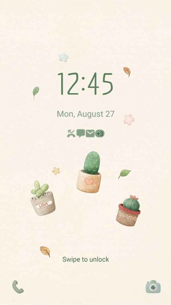 Samsung Themes: ❤️Mun❤️ Cactus Plants Kawaii ~❤️ Premium Theme Fall in love with the cutest succulents around - Image 2