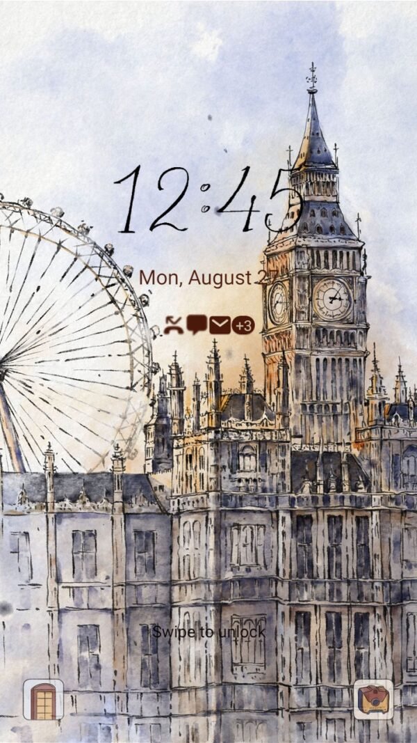Samsung Themes: ❤️Mun❤️ London Travel Animated ~❤️ Premium Animated Theme with Big Ben and London Eye sketch - Image 2