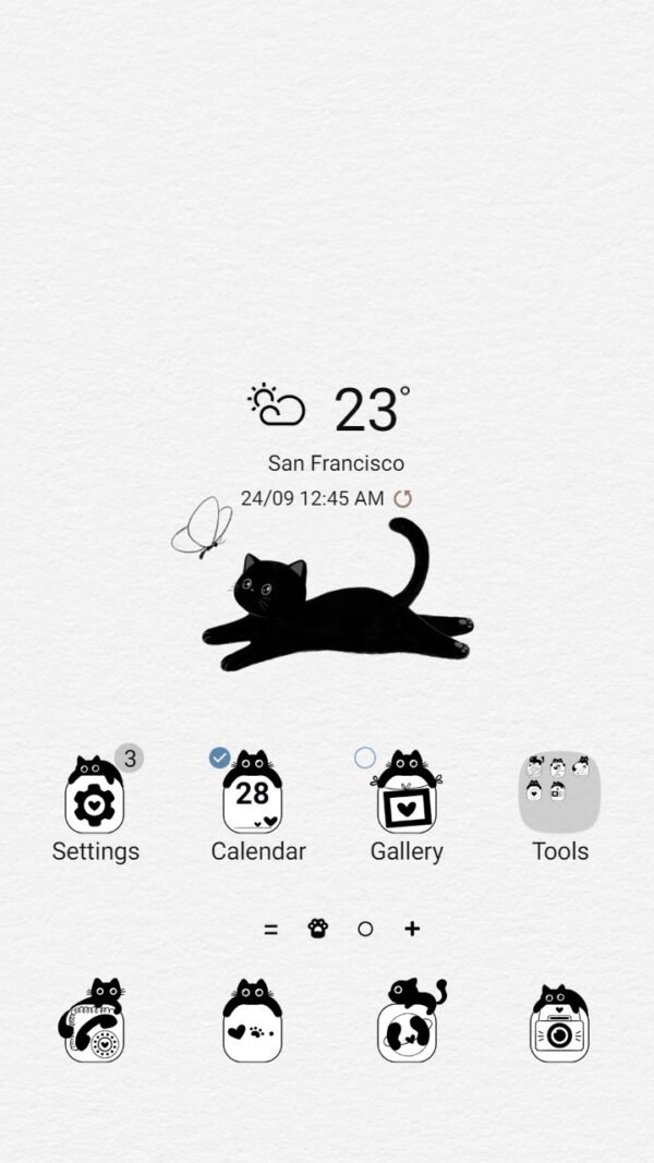 Samsung Themes: ❤️Mun❤️ Cute Black Cat ~❤️ Premium Theme Official