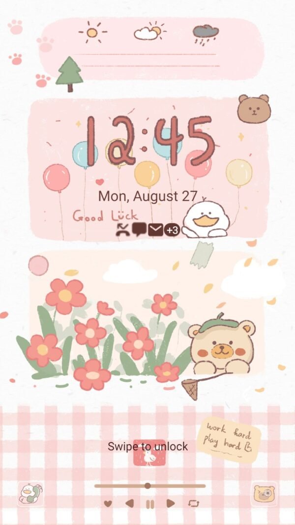 Samsung Themes: ❤️Mun❤️ Lovely notebook ~❤️ Premium Theme Official that features an adorable bear and a cute duck - Image 2