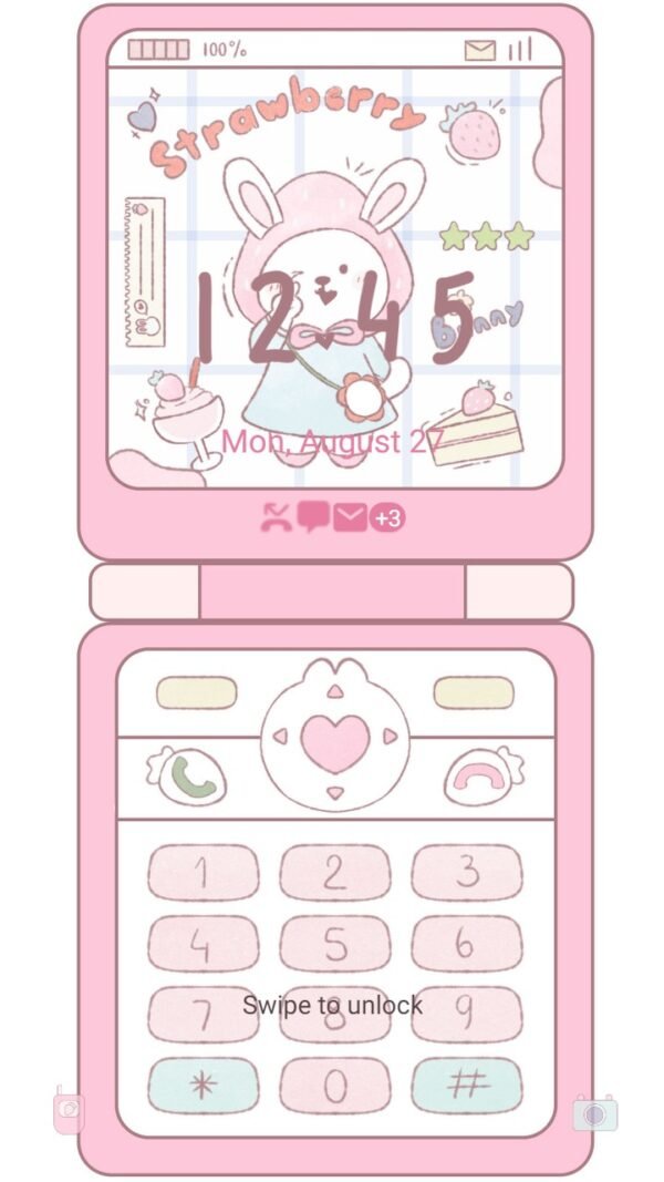 Samsung Themes: ❤️Mun❤️ Pink Phone Y2K ~❤️ Premium Theme has a cute bunny on the screen - Image 2