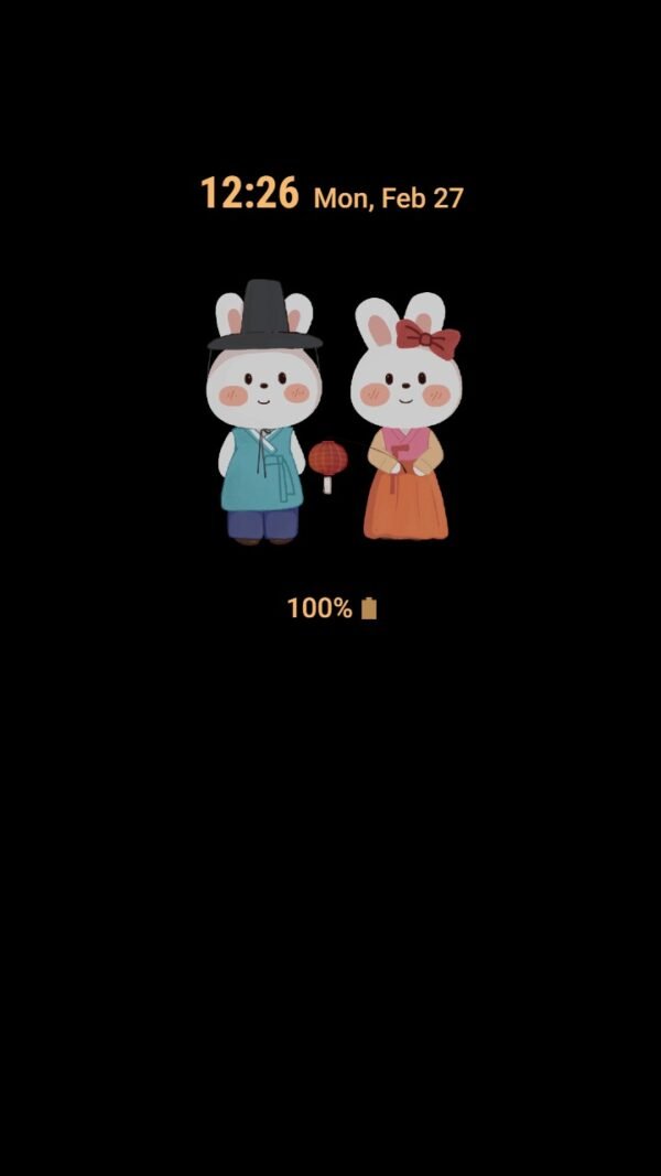 Samsung Themes: ❤️Mun❤️ Happy Mid-Autumn Festival Tradition ~❤️ Premium Theme rabbit couple wearing hanbok - Image 7