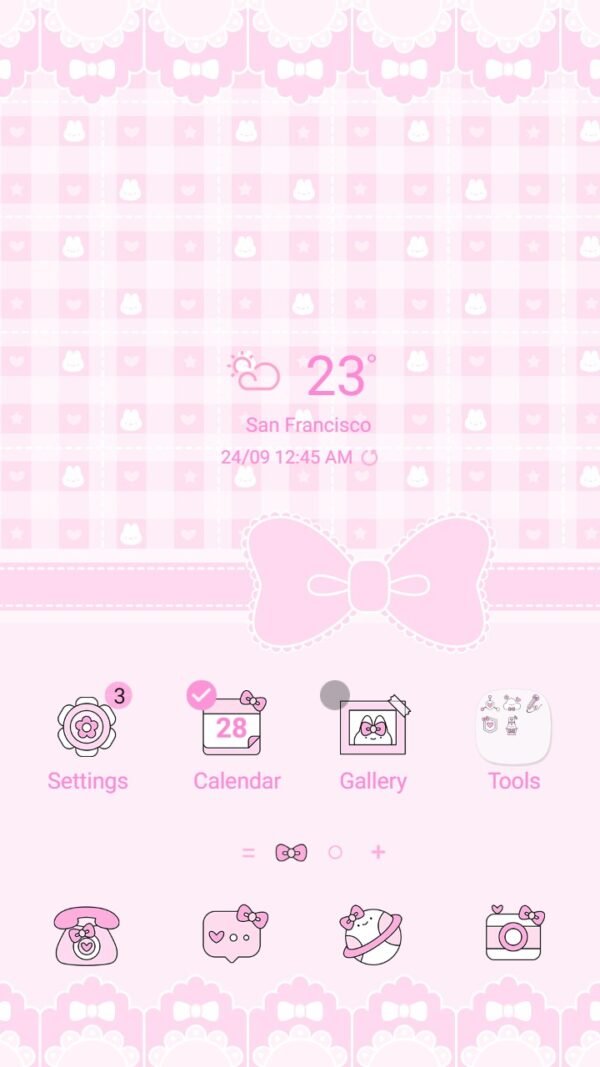 Samsung Themes: ❤️Mun❤️ Pink Bow Tie ~❤️ Premium Theme Lovely pink and white