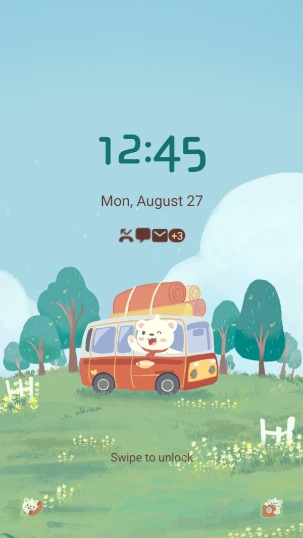 Samsung Themes: ❤️Mun❤️ Bear's Picnic Day Out ~❤️ Premium Theme little bear traveling alone - Image 2