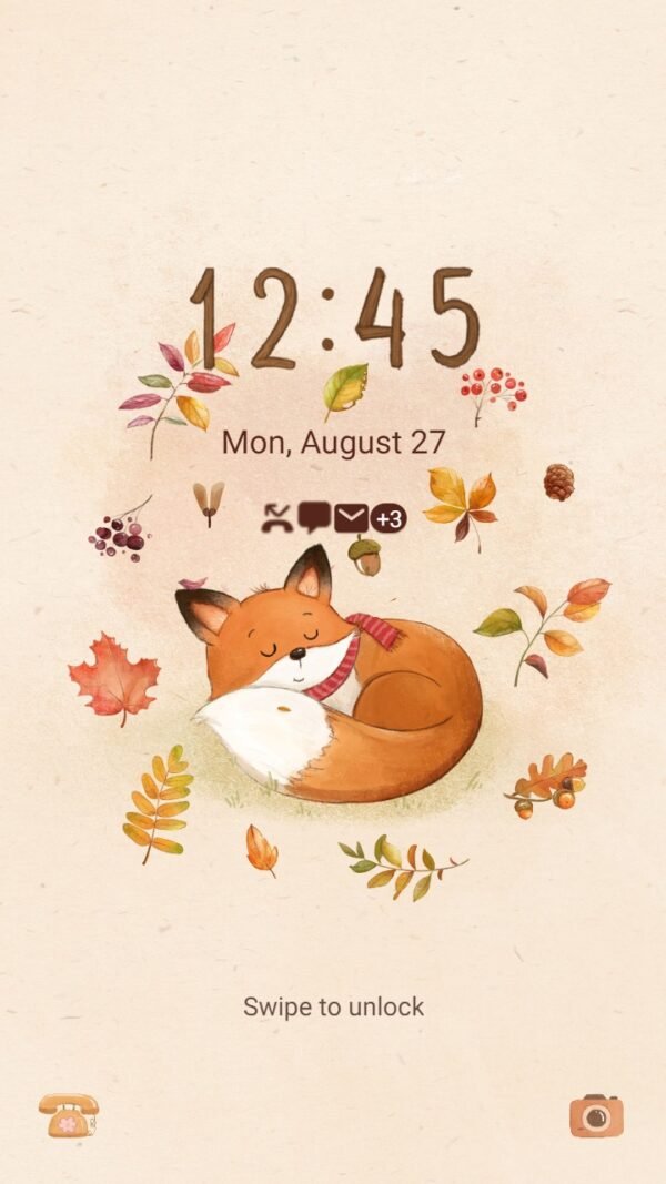 Samsung Themes: ❤️Mun❤️ Fox in Fall Foliage ~❤️ Premium Theme little fox lying under autumn leaves - Image 2