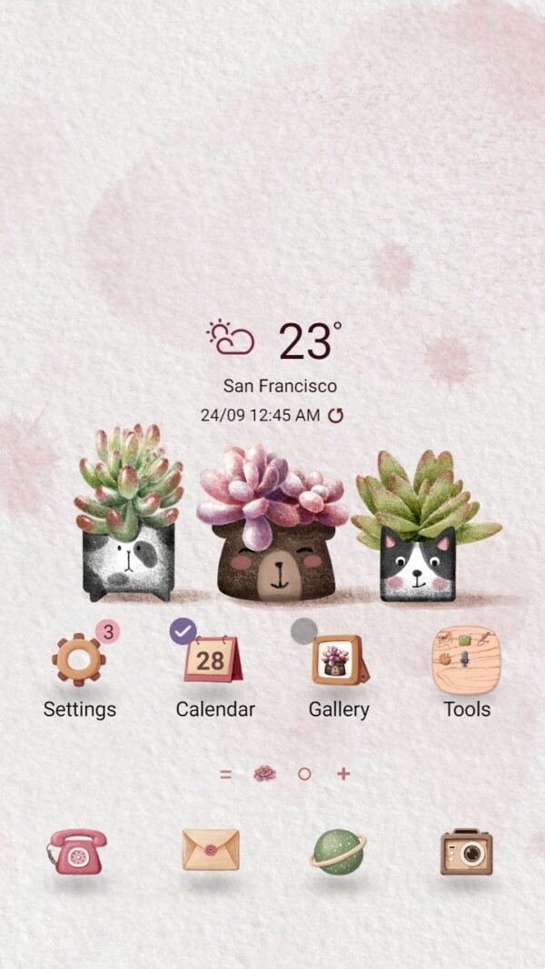 Samsung Themes: ❤️Mun❤️ Cute Succulents ~❤️ Premium Theme with watercolor