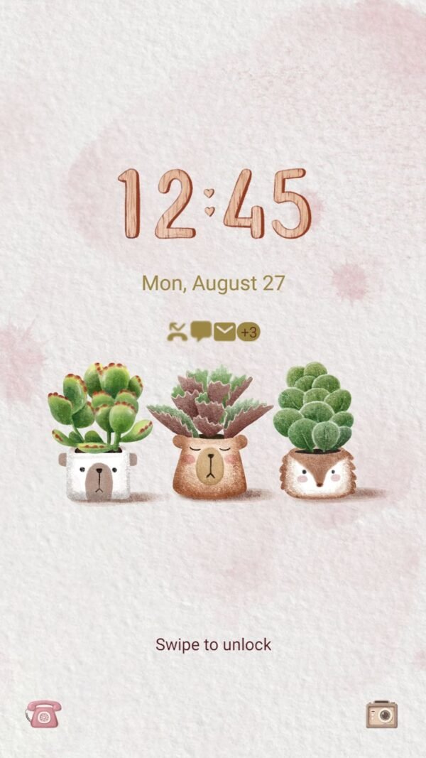 Samsung Themes: ❤️Mun❤️ Cute Succulents ~❤️ Premium Theme with watercolor - Image 2