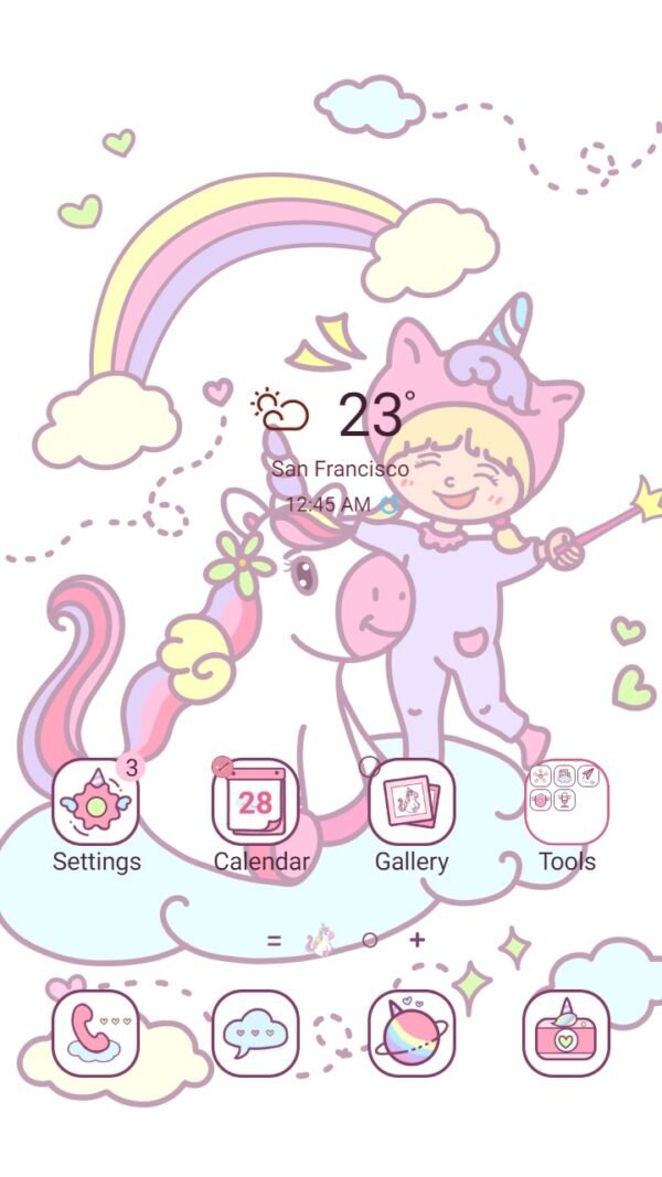 Samsung Themes: [Sim] Unicorn and Baby ~ Premium Free Theme