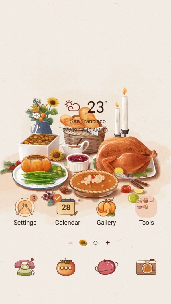 Samsung Themes: ❤️Mun❤️ Thanksgiving dinner ~❤️ Premium Theme a hearty feast at Thanksgiving dinner