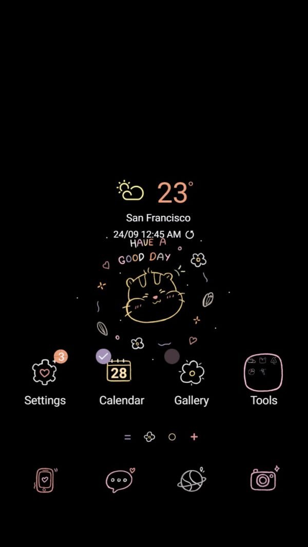 Samsung Themes: ❤️Mun❤️ Black Hamster ~❤️ Premium Theme a touch of black-themed charm