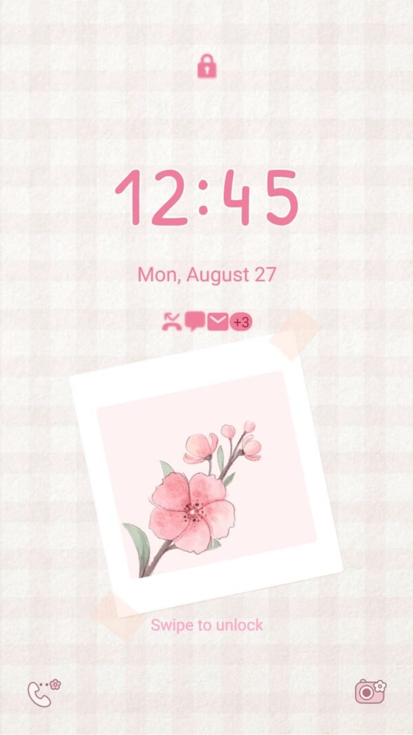 Samsung Themes: ❤️Mun❤️ Pastel Cherry Blossom ~❤️ Premium Theme on a pink checkered background - Image 2