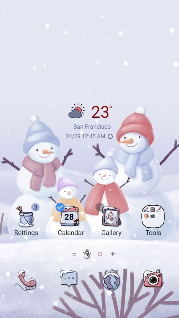 Samsung Themes: ❤️Mun❤️ Happy Snowman Family ~❤️ Premium Theme the happiness of the snowman family