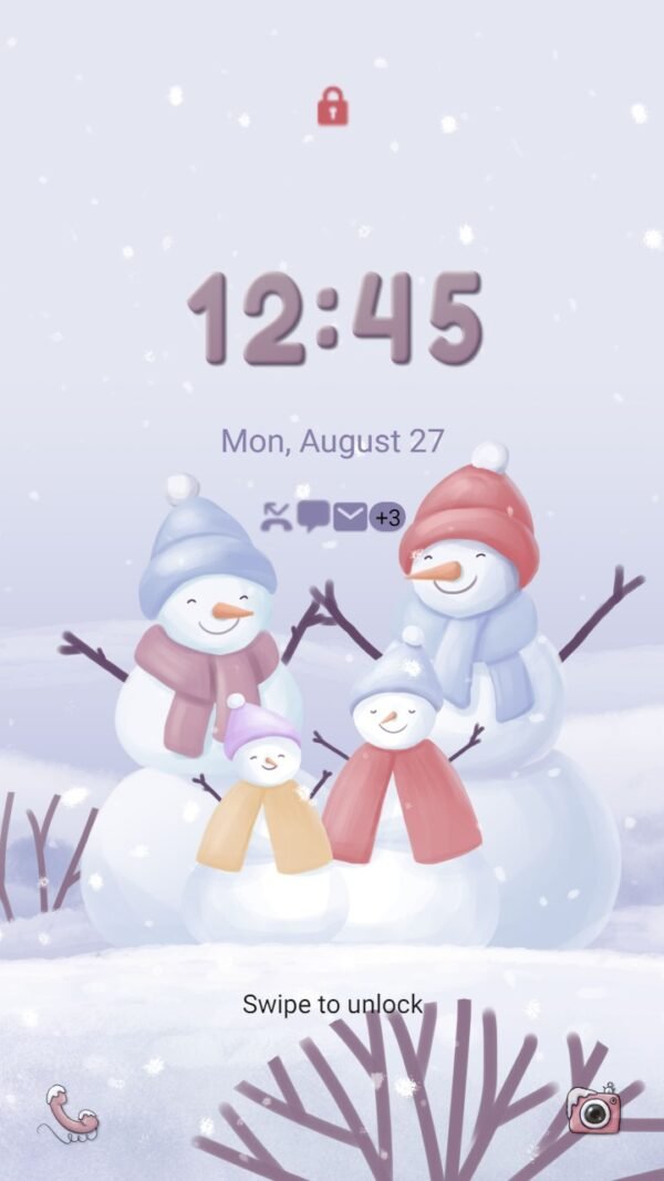 Samsung Themes: ❤️Mun❤️ Happy Snowman Family ~❤️ Premium Theme the happiness of the snowman family - Image 2