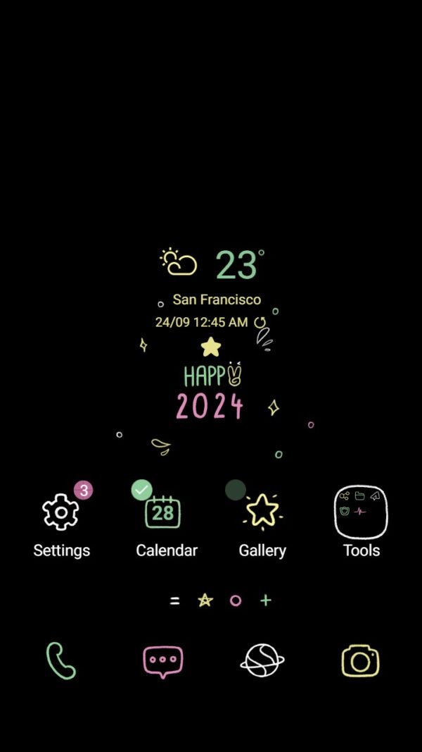 Samsung Themes: ❤️Mun❤️ Happy 2024 ~❤️ Premium Theme welcome 2024 in striking black!