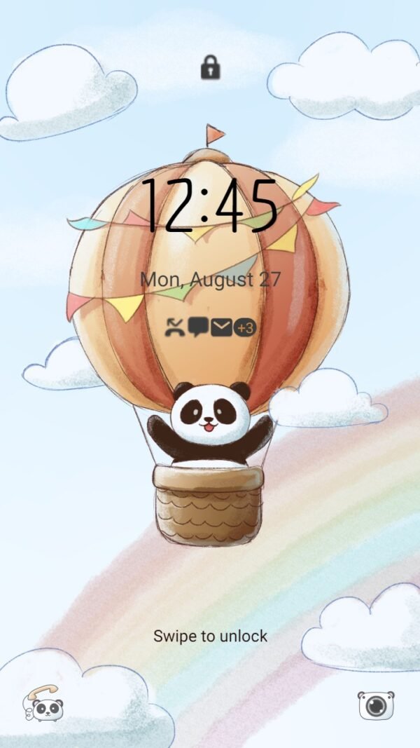 Samsung Themes: ❤️Mun❤️ Flying Panda ~❤️ Premium Theme lovely panda on the hot-air balloon - Image 2