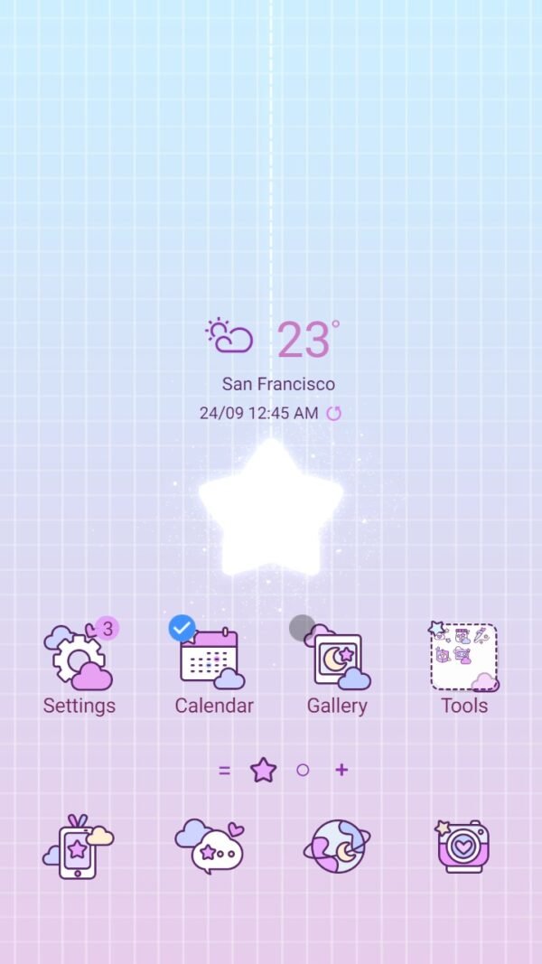 Samsung Themes: ❤️Mun❤️ Pink Star ~❤️ Premium Theme little star on the sky