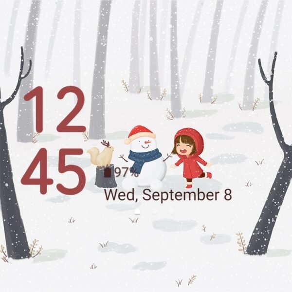 Samsung Themes: ❤️Mun❤️ Joyful Winter ~❤️ Premium Theme happy little girl play with snowman - Image 8