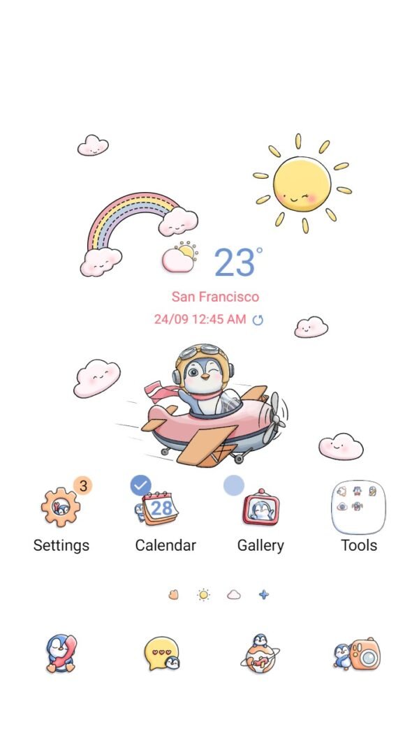 Samsung Themes: ❤️Mun❤️ Penguin Pilot ~❤️ Premium Theme about kawaii penguin