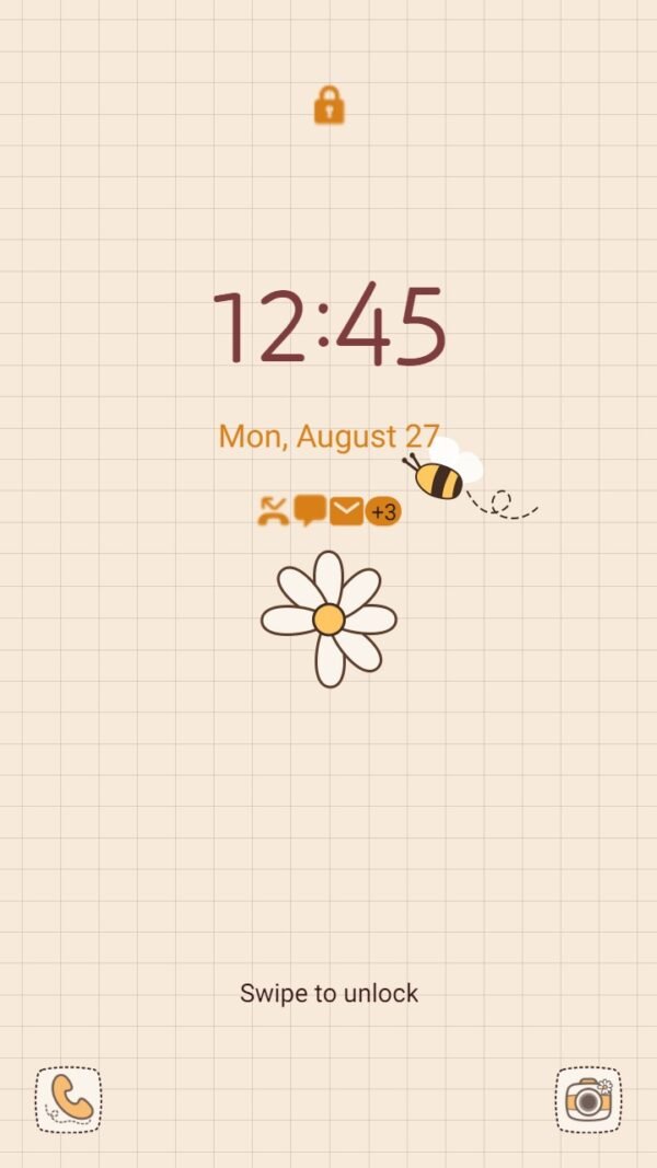 Samsung Themes: ❤️Mun❤️ Little Bee and Flower ~❤️ Premium Theme Premium Free Theme simple with bee and daisy flower - Image 2