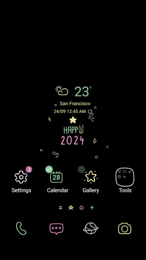 Samsung Themes: ❤️Mun❤️ Happy 2024 Video ~❤️ Premium Video Theme welcome 2024 in striking black!