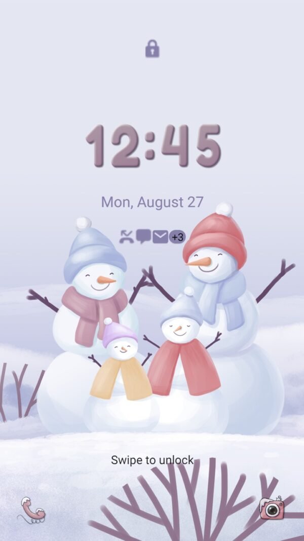 Samsung Themes: ❤️Mun❤️ Happy Snowman Family Animated ~❤️ Premium Animated Theme the happiness of the snowman family - Image 2