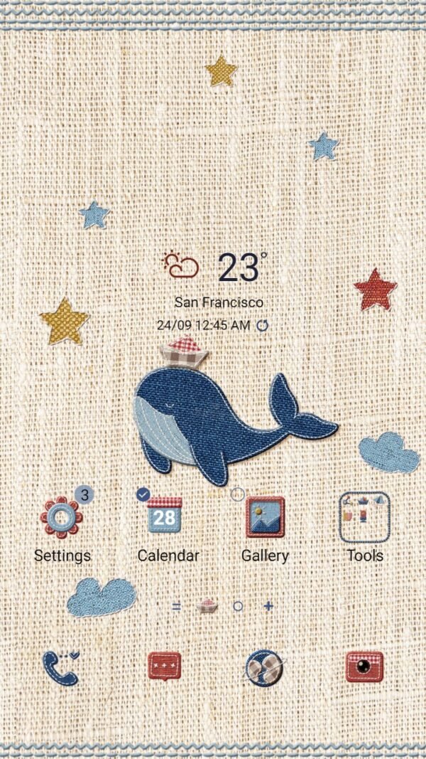 Samsung Themes: ❤️Mun❤️ Embroidered Whale ~❤️ Premium Theme the beauty of meticulousness whale