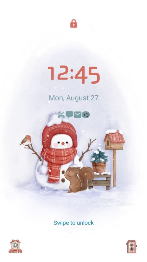 Samsung Themes: ❤️Mun❤️ Snowman and little friends ~❤️ Premium Theme snowman and friend play together under the snow - Image 2