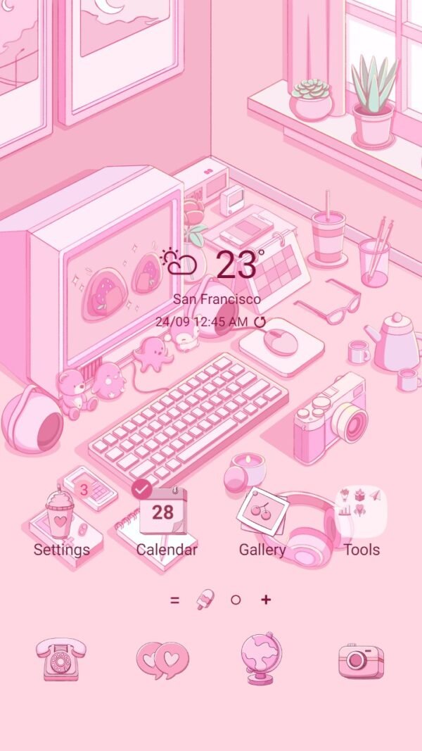 Samsung Themes: [Sim] Pink Paradise ~ Premium Theme the pink world full of art