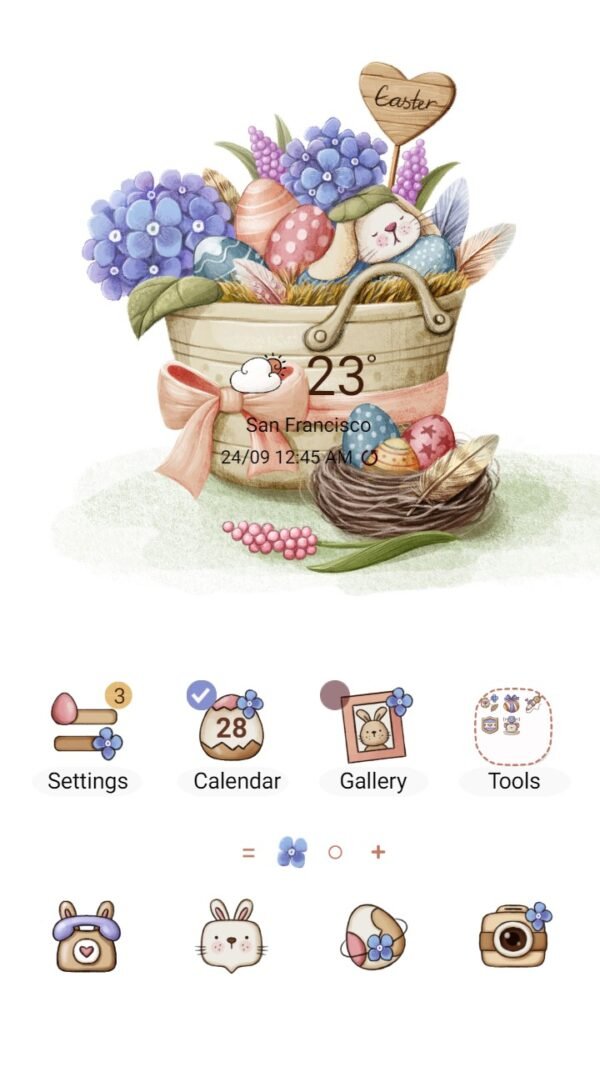 Samsung Themes: [Sim] Easter Joy ~ Premium Theme bunny and colorful eggs