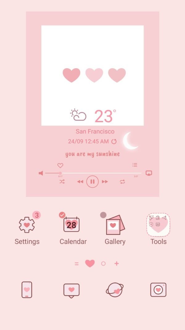 Samsung Themes: [Sim] Love Song ~ Premium Theme about pink song with heart