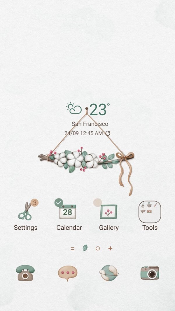 Samsung Themes: ❤️Mun❤️ Cotton Flower Branch ~❤️ Premium Theme about decorative flower branches