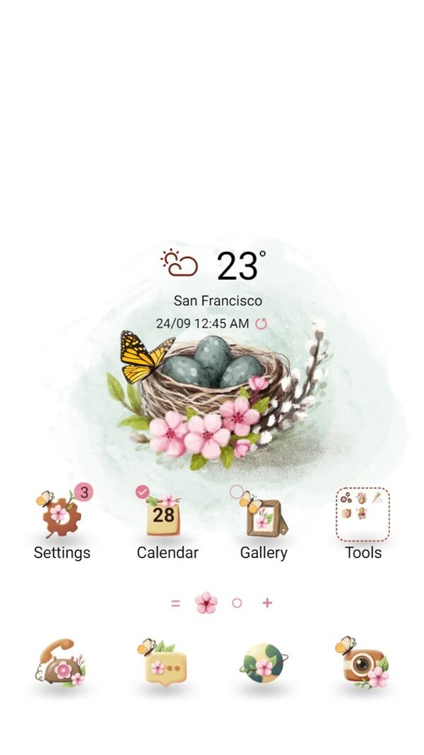 Samsung Themes: ❤️Mun❤️ Bird nest and blossom ~❤️ Premium Theme the beauty of the natural world