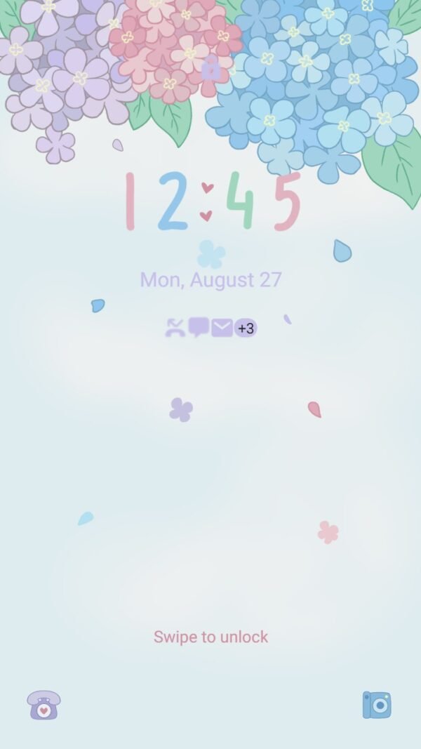 Samsung Themes: ❤️Mun❤️ Simple Hydrangeas ~❤️ Premium Theme about falling petal hydrangeas - Image 2