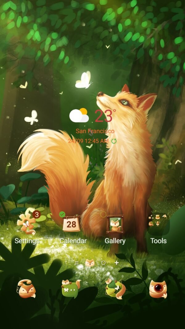 Samsung Themes: ❤️Mun❤️ Dreamy Fox Animated ~❤️ Premium Animated Theme about pretty red fox