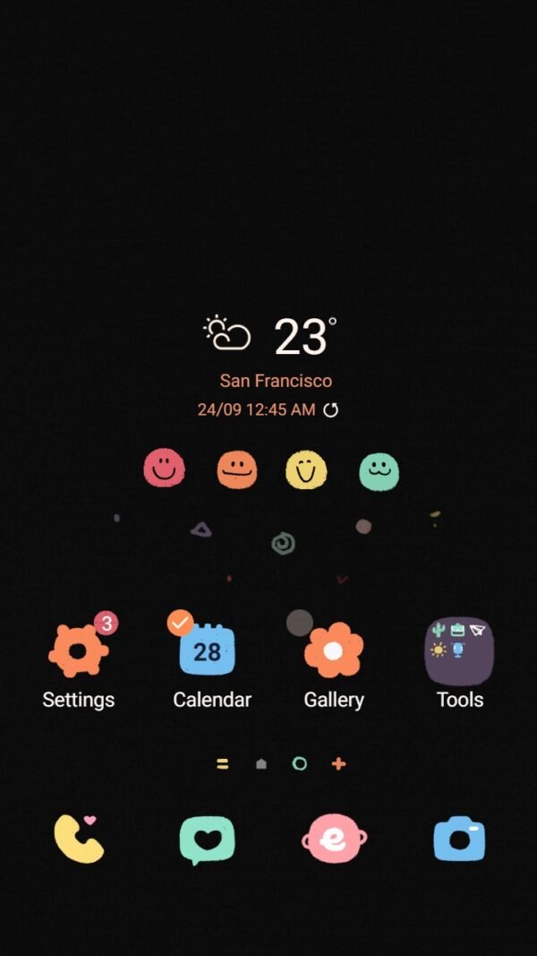 Samsung Themes: ❤️Mun❤️ Cute Emoji ~❤️ Premium Theme about a squad of adorable funny emojis