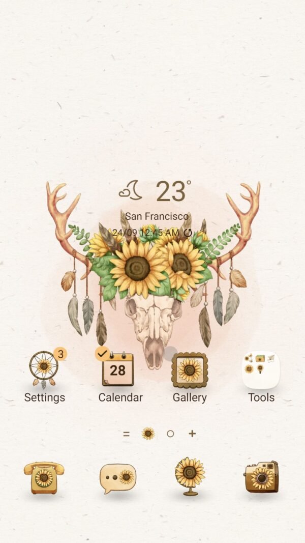 Samsung Themes: ❤️Mun❤️ Floral Deer ~❤️ Premium Theme deer and sunflower serenade