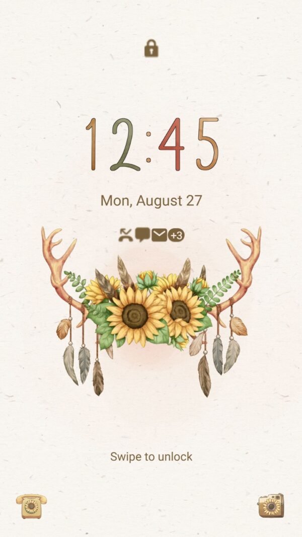 Samsung Themes: ❤️Mun❤️ Floral Deer ~❤️ Premium Theme deer and sunflower serenade - Image 2