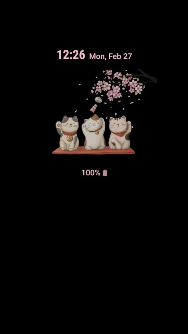 Samsung Themes: ❤️Mun❤️ Lucky Cat ~❤️ Premium Theme kawaii cat under cherry blossom - Image 7