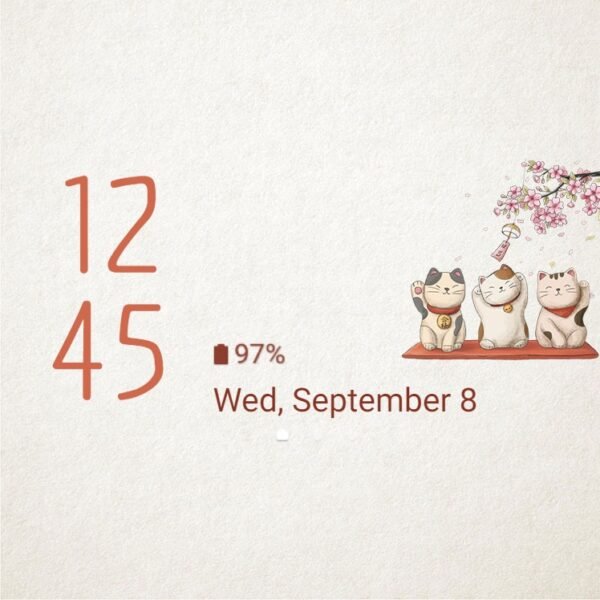 Samsung Themes: ❤️Mun❤️ Lucky Cat ~❤️ Premium Theme kawaii cat under cherry blossom - Image 8